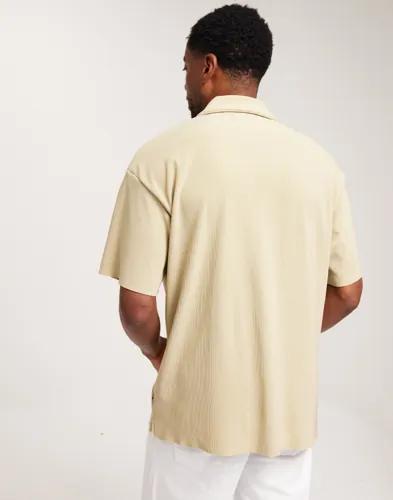 Jack & Jones Jormykonos Plisse Resort Ss Shirt Kortärmade skjortor Beige