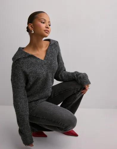 Only - Grå - Onlmaggie Life Ls Split Neck Cc Knt 