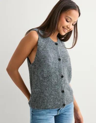 Vero Moda - Grå - Vmnovah Sl O-Neck Button Vest Noos 