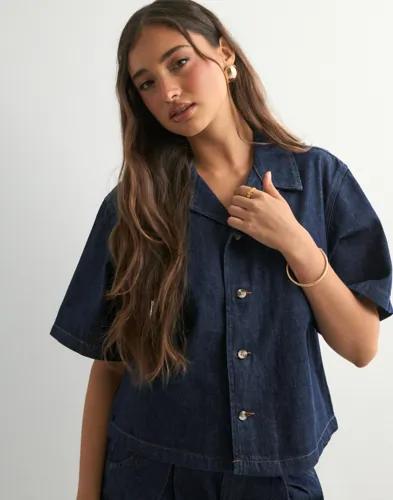 Only - Blå - Onlellis S/S Loose Shirt Dnm Akm 