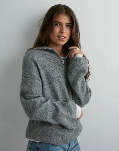 Vero Moda - Grå - Vmmirla Ls Highneck Zipper Long Pul 