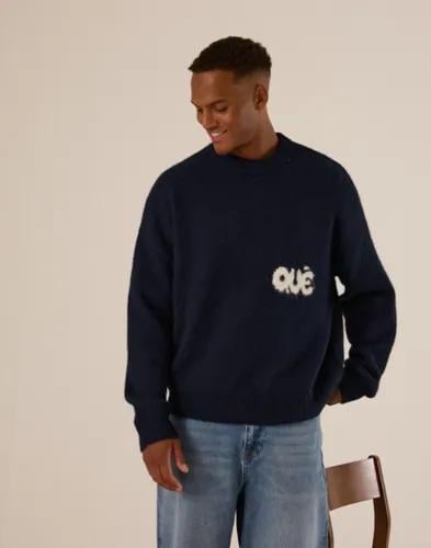 Que Sera Sera Jake Jaquard Knit Stickade tröjor Blå 