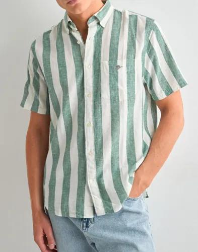 Gant Reg Cotton Linen Stripe Ss Shirt Kortärmade skjortor Rutigt/Randigt 