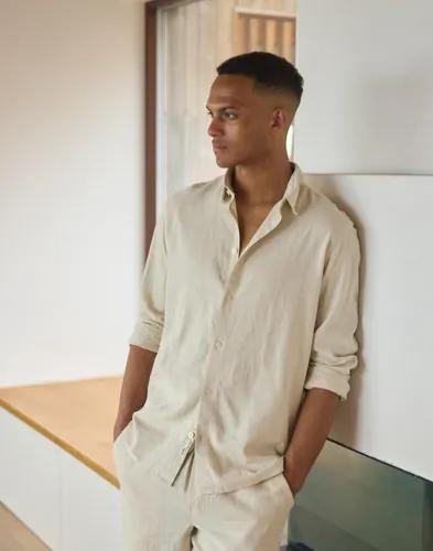 Solid SDEnea Allan Linen shirt Blå skjortor Beige 