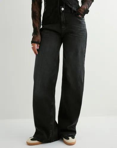 Pieces - Svart - Pcsilke Mw Wide Jeans Bl Noos Bc