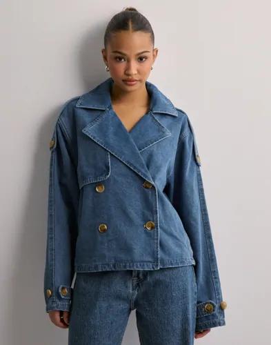 JJXX - Blå - Jxcarlie Short Denim Trenchcoat Dnm 