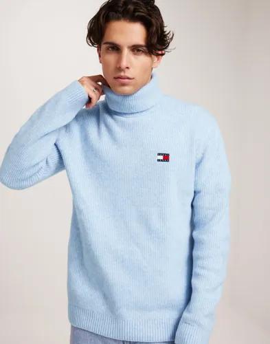 Tommy Jeans Tjm Slim Roll Neck Badge Sweater Polotröjor Blå 