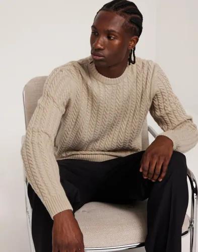 Casual Friday CFKarl cable wool mix knit Stickade tröjor Beige 