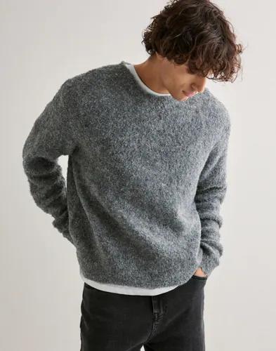 Woodbird Wbkurt Loop Crew Stickade tröjor Grå 