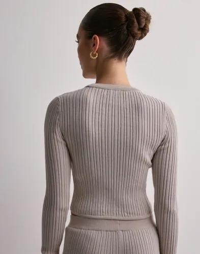 Only - Beige - Onljenna Life Ls Crop O-Neck Cc Knt 