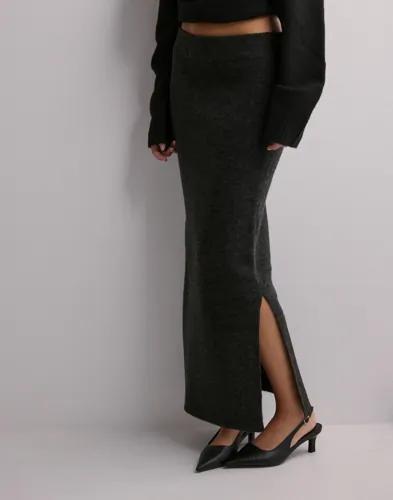 Pieces - Grå - Pcniko Hw Knit Ankle Skirt Bc 