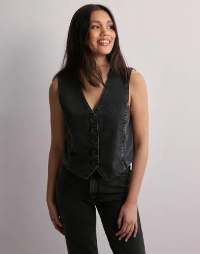 Only - Svart - Onlrhana Dnm Waistcoat Dot 