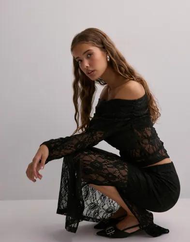 Selected Femme - Svart - Slfmista Hw Ankle Lace Skirt 