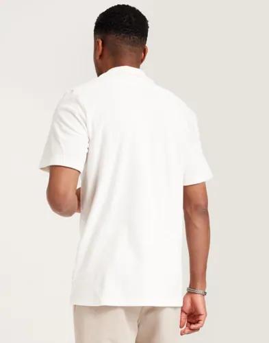 Selected Men Slhrelax-Terry Ss Resort Shirt Ex Svarta skjortor Vit