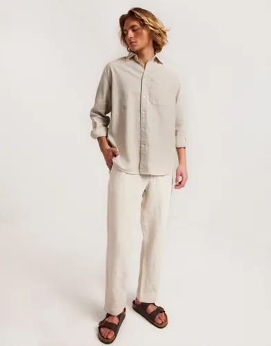 Woodbird WBYuzo Linen Shirt Vardagsskjortor Beige