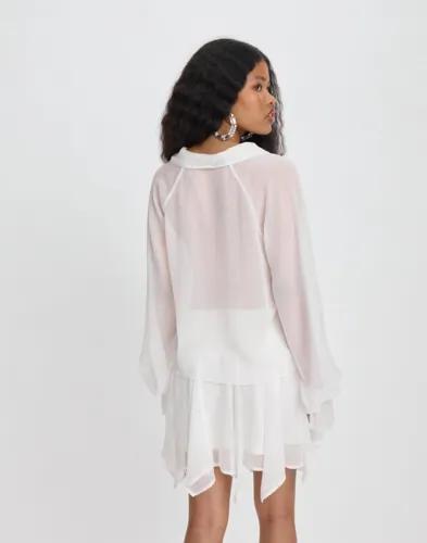 Nelly - Vit - Flowy Shirt Blouse 