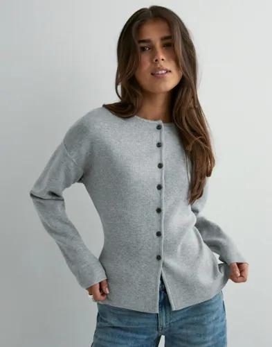 Only - Grå - Onllucy Ls O-Neck Cardigan Ex Knt 