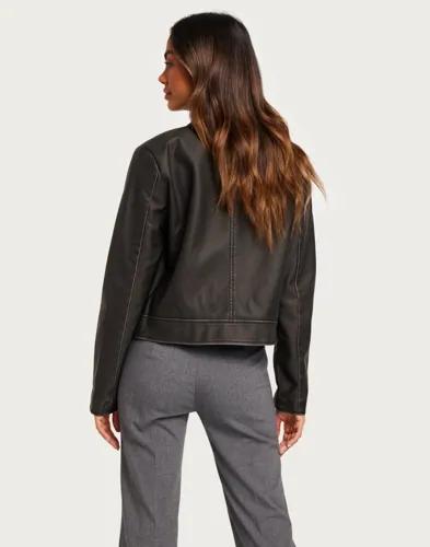 Only - Svart - Onlmindy Faux Leather Jacket Otw Nc