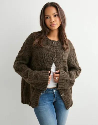 Pieces - Brun - Pcjacinthe Ls O-Neck Knit Cardigan 