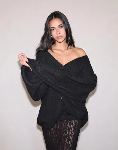 Nelly - Svart - Volume Knit Cardigan 