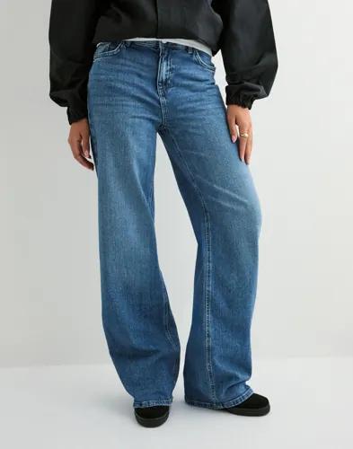 Pieces - Blå - Pcsilke Mw Wide Jeans Mb Noos