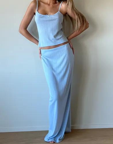 Nelly - Blå - Pointelle Maxi Skirt 