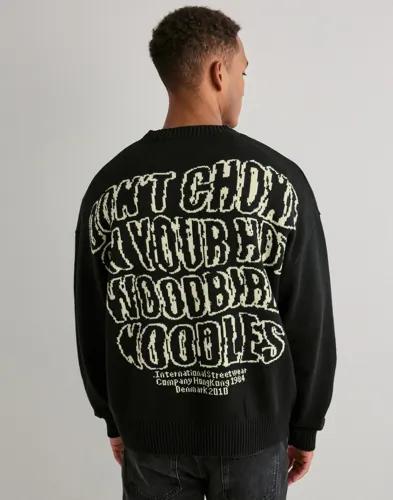 Woodbird WBKurt Wobbly Crew Stickade tröjor Svart