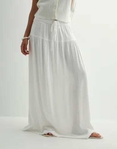 Only - Vit - Onlsiesta Mw Linen Bl Long Skirt Pn 