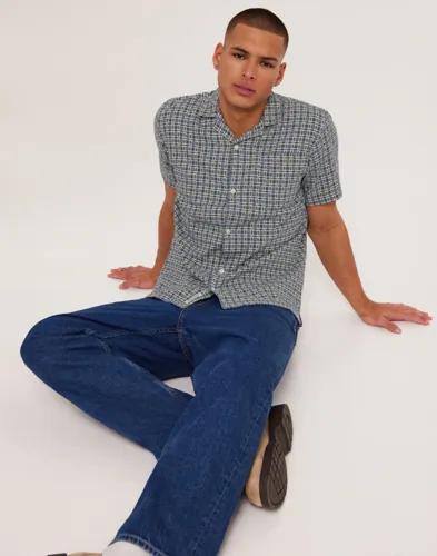 Casual Friday CFAlvin SS RC jacquard check shirt Kortärmade skjortor Blå