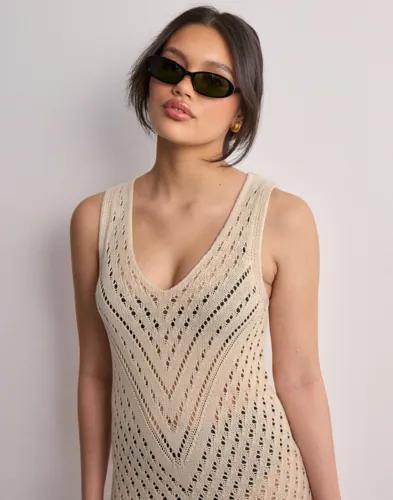 JDY - Beige - Jdysun S/L V-Neck Midi Dress Knt 