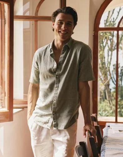 Only & Sons Onscaiden Life Ss Solid Linen Shirt Gröna skjortor Grön 