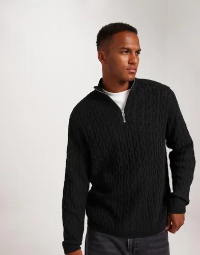 Only & Sons Onsleonard Life Reg 7 Half Zip Knit Tröjor med dragkedja Svart 