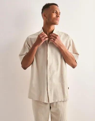 Woodbird WBBanks Linen Shirt Kortärmade skjortor Beige 