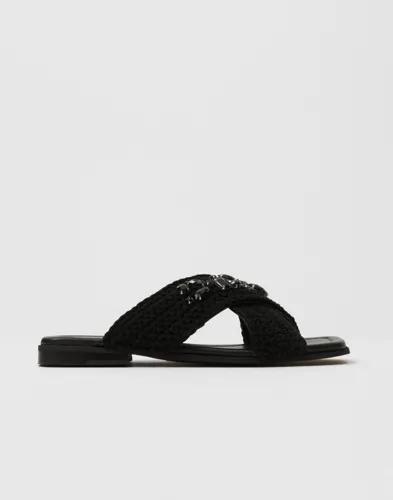 Inuikii - Svart - Slipper Woven Crossed Stones 