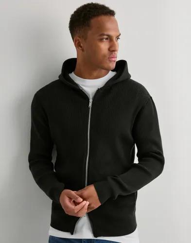 Brand Island Miyagi Hoodie Knit Hoodies med dragkedja Svart