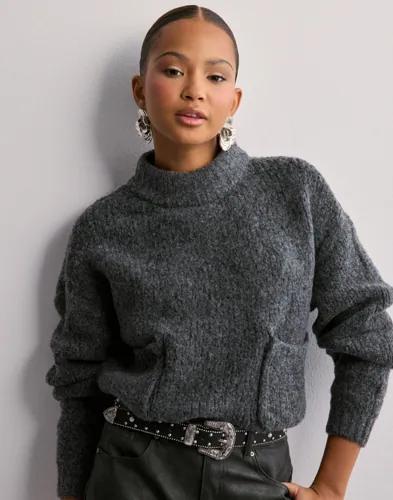 Only - Grå - Onlpie Ls Pocket Pullover Ex Knt 