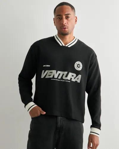 Jack & Jones Jcohorizon Sports Print Sweat Ls V Sweatshirts Svart 