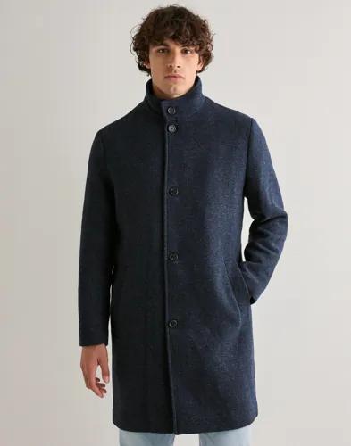 Selected Men Slhrainar Wool Blend Coat Noos Rockar Blå 