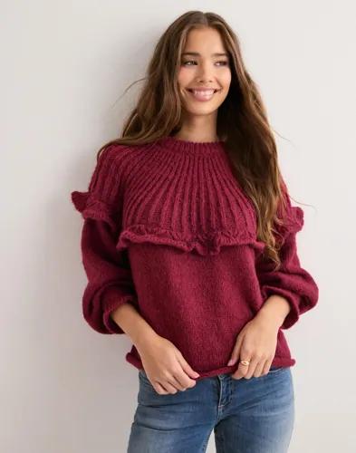 Pieces - Röd - Pcsikka Ls Oneck Knit Bc 