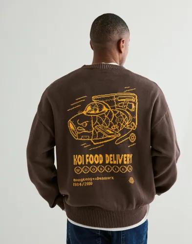Woodbird Wbkurt Koi Delivery Crew Sweatshirts Brun