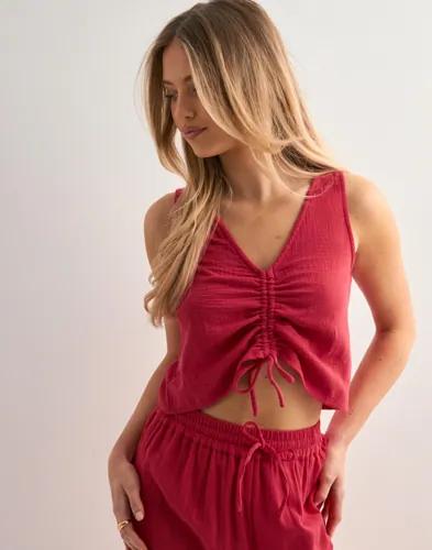 Pieces - Röd - Pcsastina Sl Cropped Top Wvn Bc 