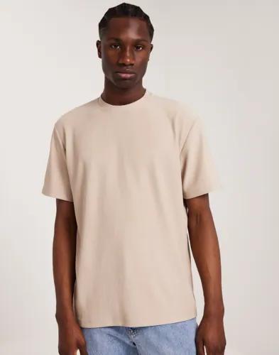 Selected Men Slhrelax-Plisse Tee Ex T-Shirts & Linnen Beige