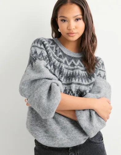 Only - Grå - Onlreykja Ls O-Neck Knt 