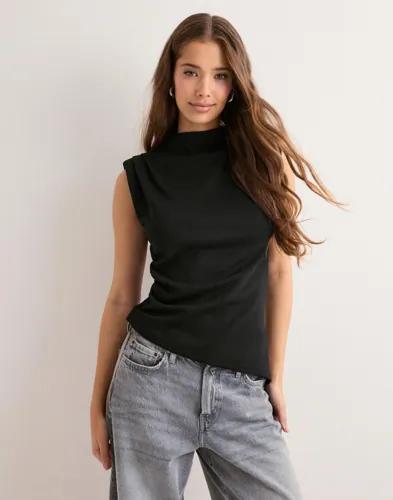 Vero Moda - Svart - Vmmille Sl Shoulder Asm Pad Top Jrs 