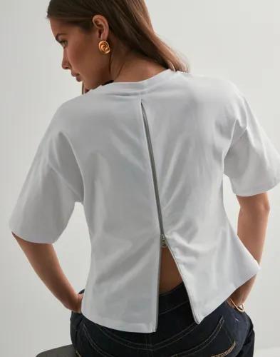 Pieces - Vit - Pcamy Ss O-Neck Zip Tee Jrs D2D 