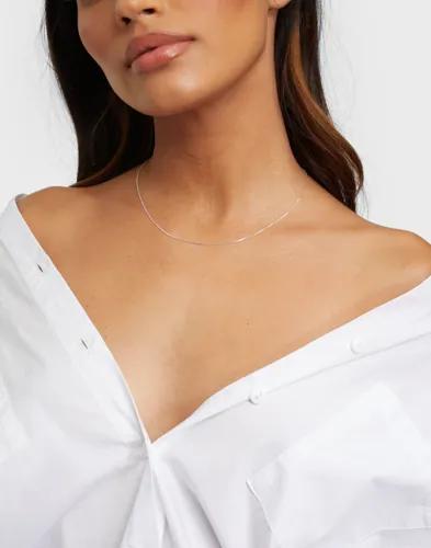 Muli Collection - Silver - Minimalistic Box Chain Necklace 