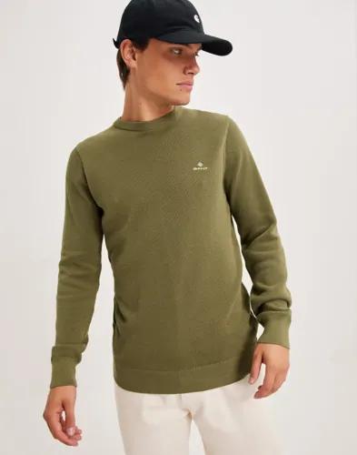 Gant Cotton Pique C-Neck Stickade tröjor Grön 