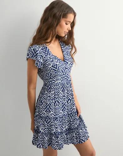 Only - Blå - Onlclaudette Life Ss Mini Dress Wvn 