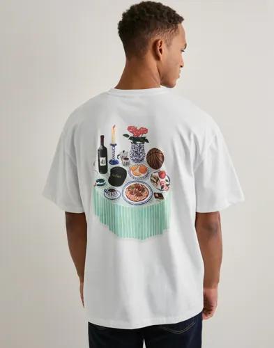 Les Deux Cole Table T-Shirt T-shirts med tryck Vit 