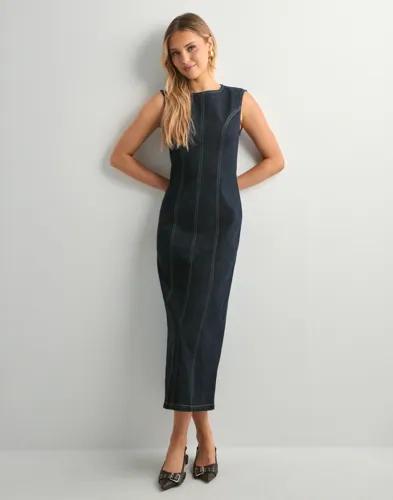 Pieces - Blå - Pcfranna Sl Long Denim Dress D2D Fs 